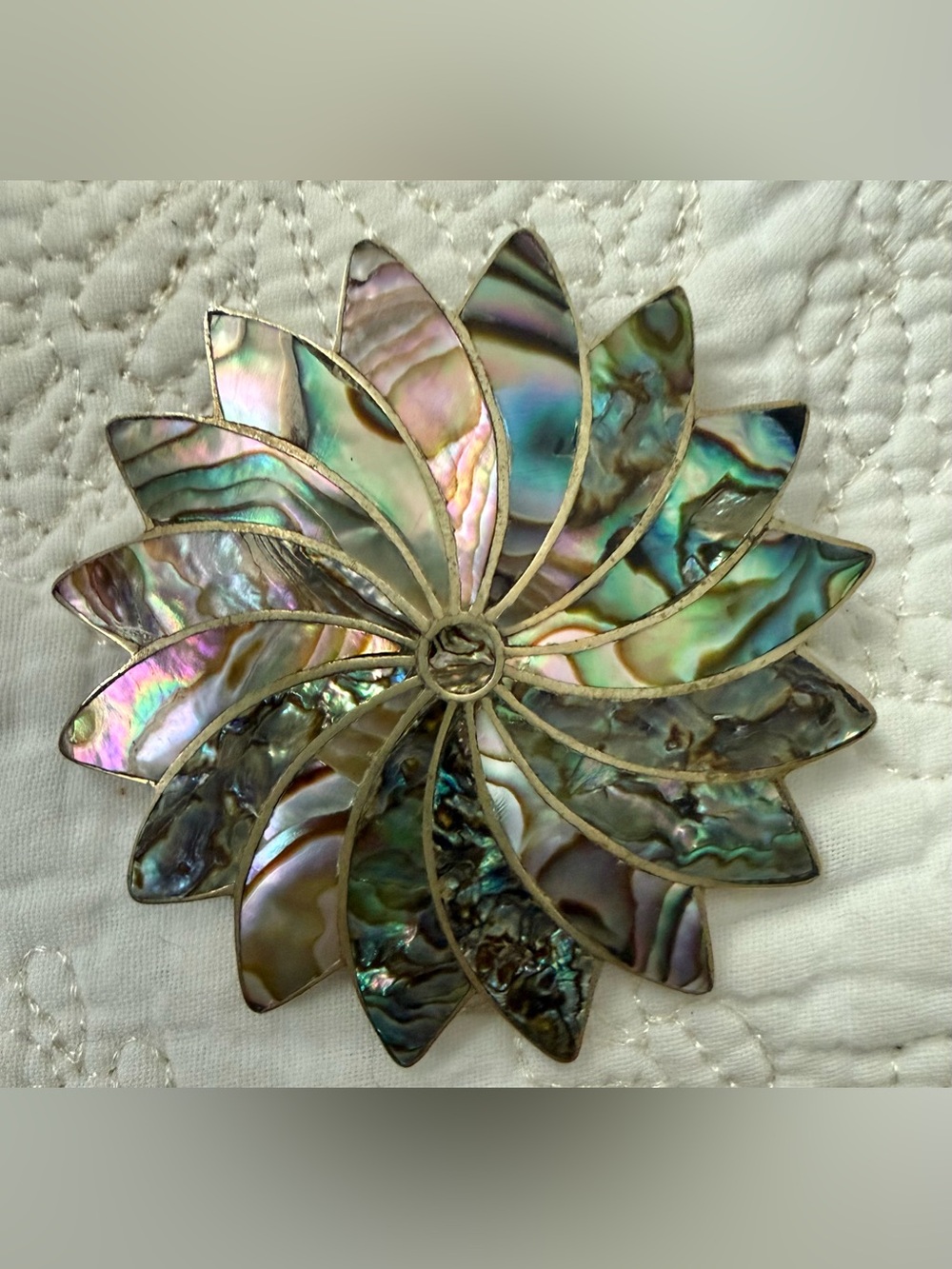Mexico 925 Pinwheel Abalone Vintage brooch